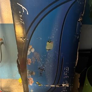 Blue Fish Tank with Ocean Design wall mounted lights up !!